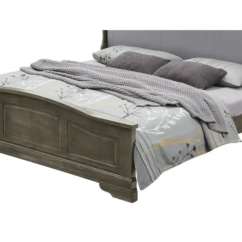 Lit King en bois capitonné Louis Philippe