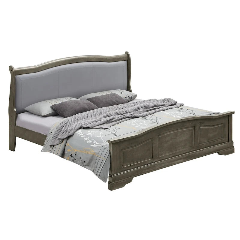 Lit King en bois capitonné Louis Philippe