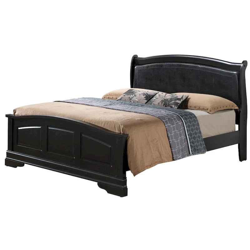 Lit King en bois capitonné Louis Philippe