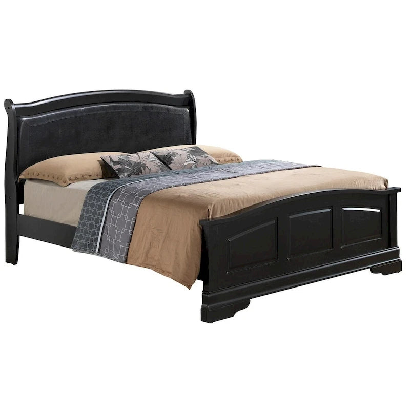 Lit King en bois capitonné Louis Philippe
