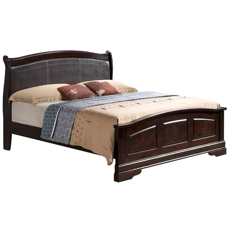 Lit King en bois capitonné Louis Philippe