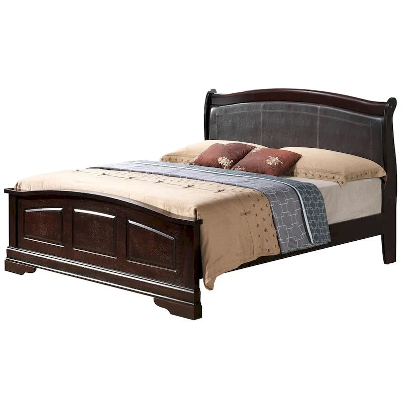 Lit King en bois capitonné Louis Philippe