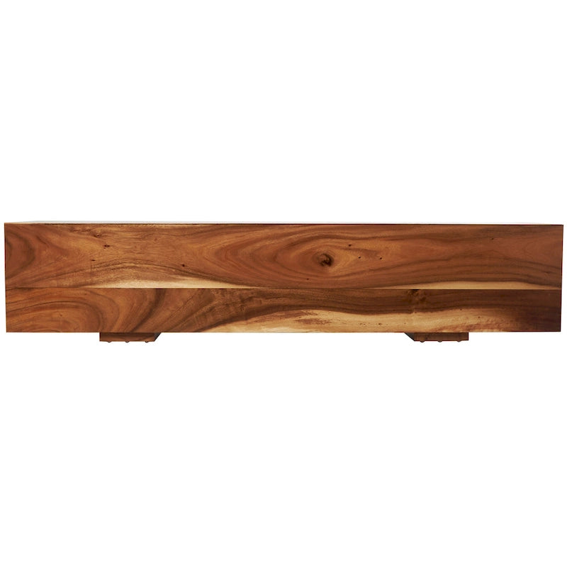 Banc en bois avec base surélevée - Marron - 16L x 71P x 15H