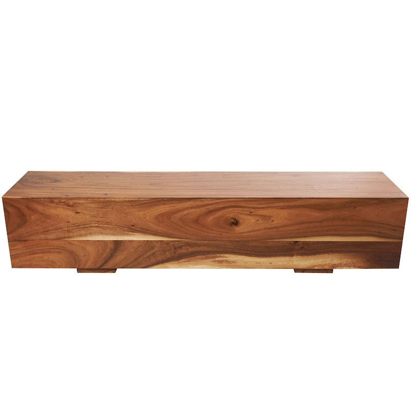 Banc en bois avec base surélevée - Marron - 16L x 71P x 15H