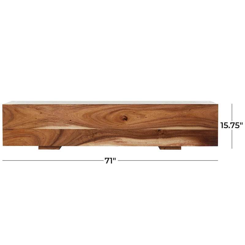 Banc en bois avec base surélevée - Marron - 16L x 71P x 15H