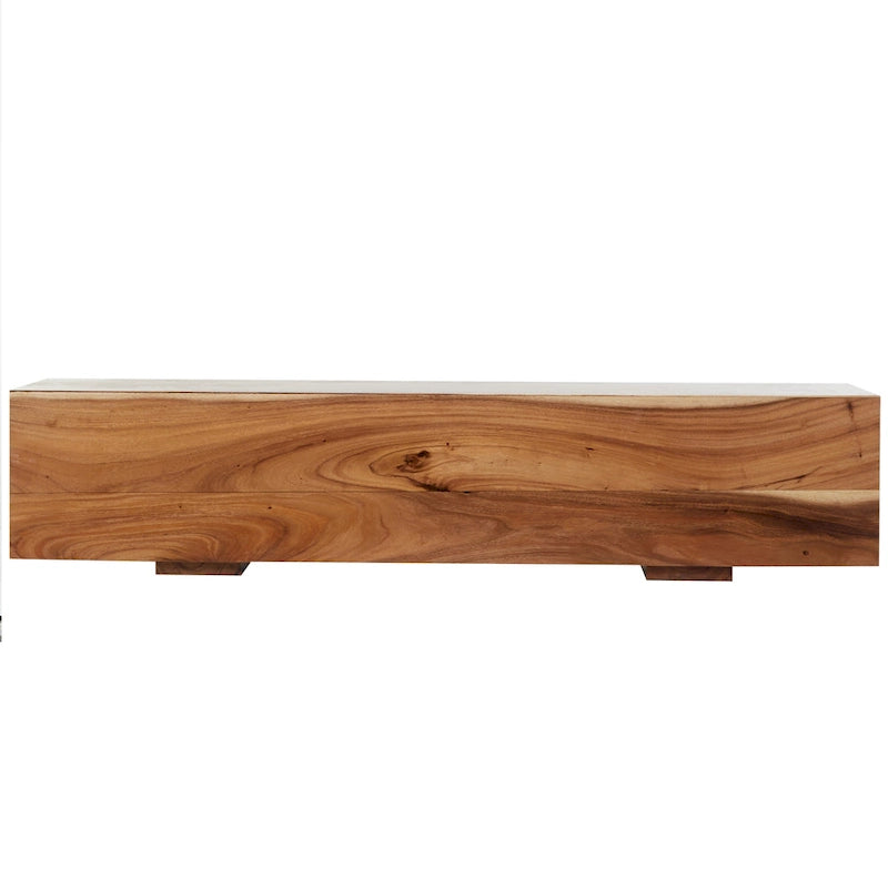 Banc en bois avec base surélevée - Marron - 16L x 71P x 15H