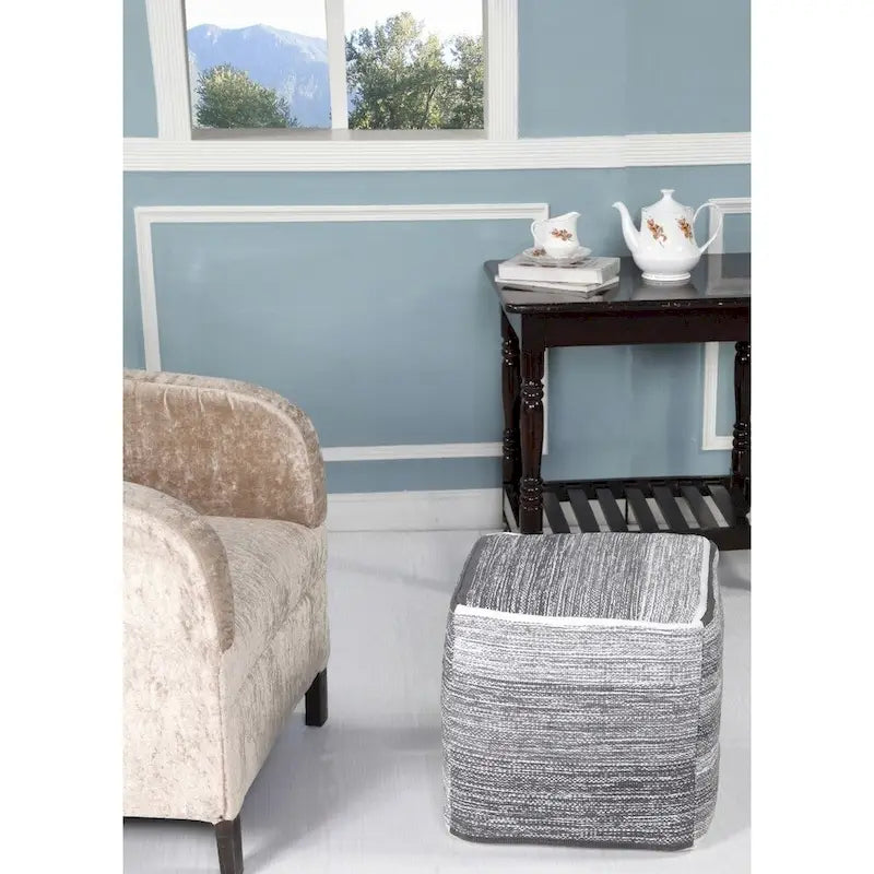 Pouf Ottomane Gris Dégradé Vieilli