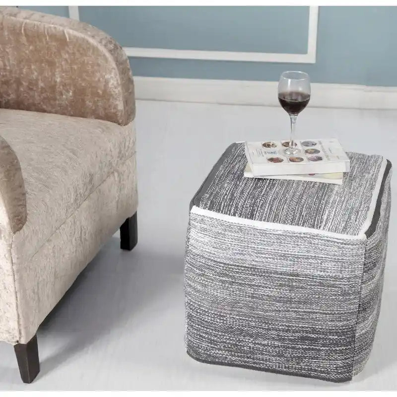 Pouf Ottomane Gris Dégradé Vieilli