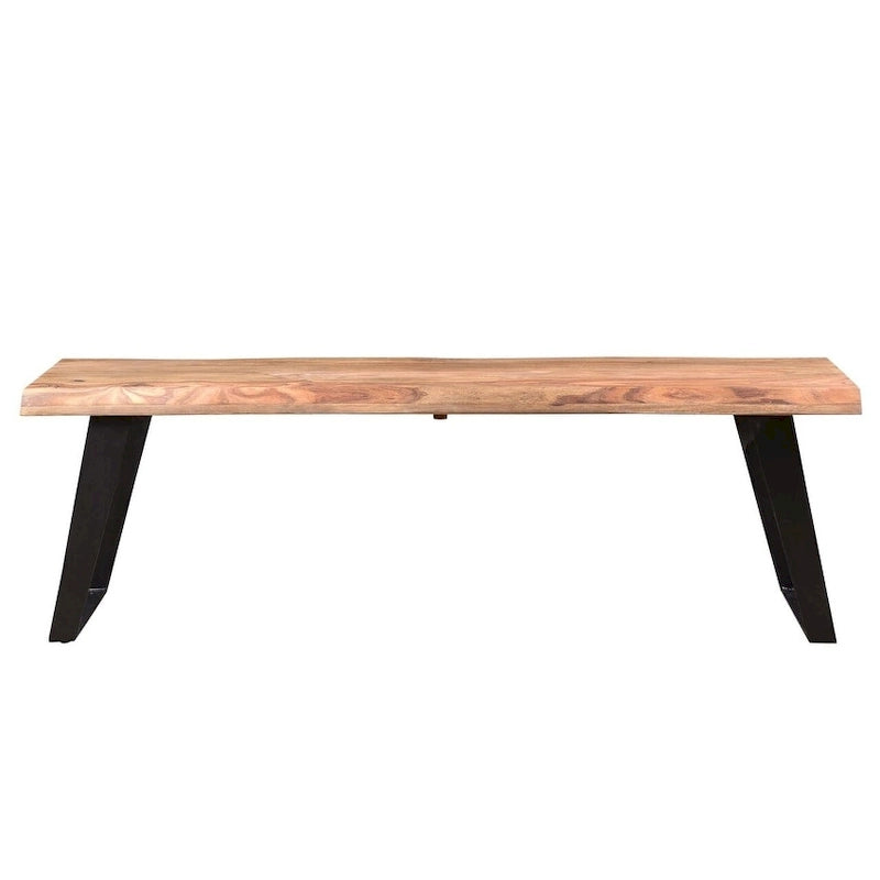 Banc artisanal en bois de Sesham, 60 pouces, bord vif - 60 x 16 x 18