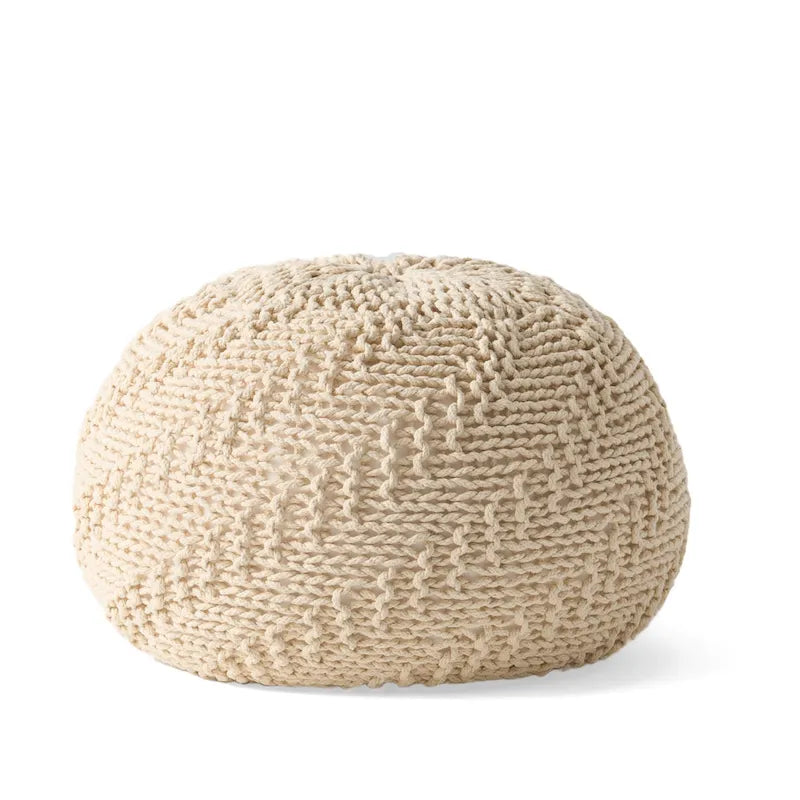 Pouf rond tricoté d'intérieur et d'extérieur