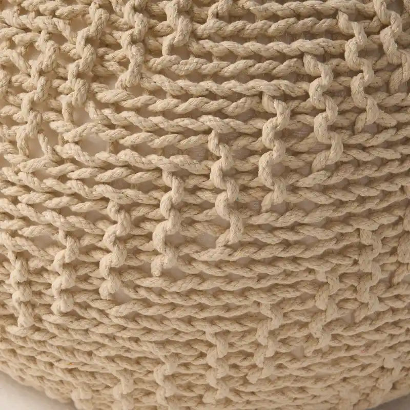 Pouf rond tricoté d'intérieur et d'extérieur
