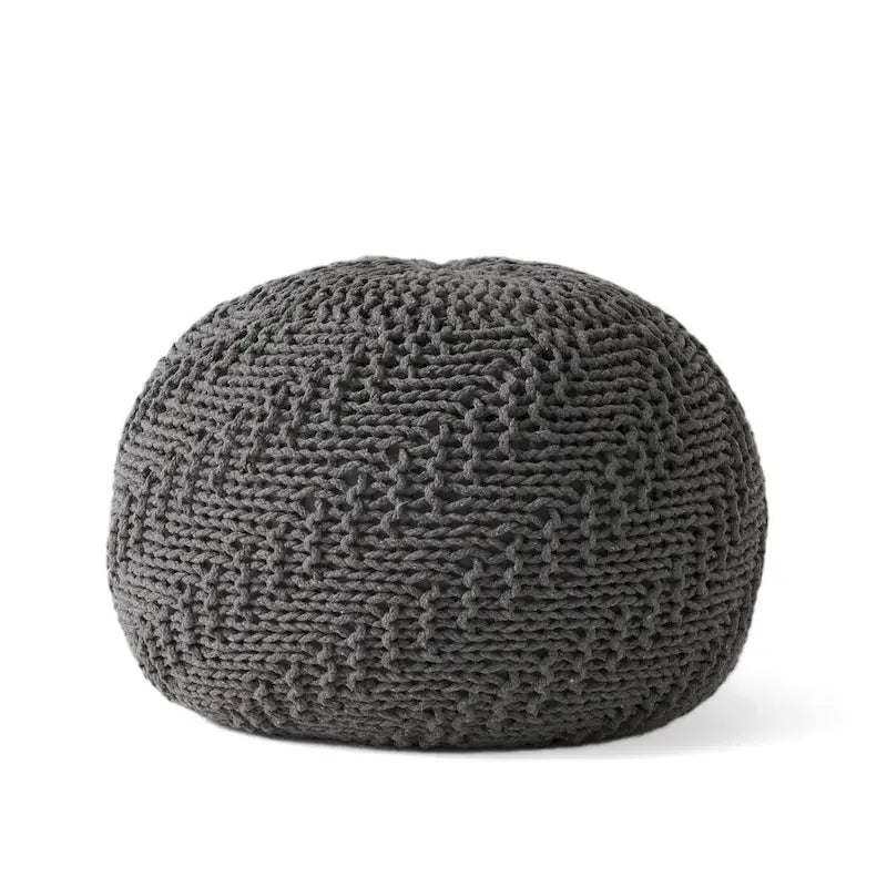 Pouf rond tricoté d'intérieur et d'extérieur