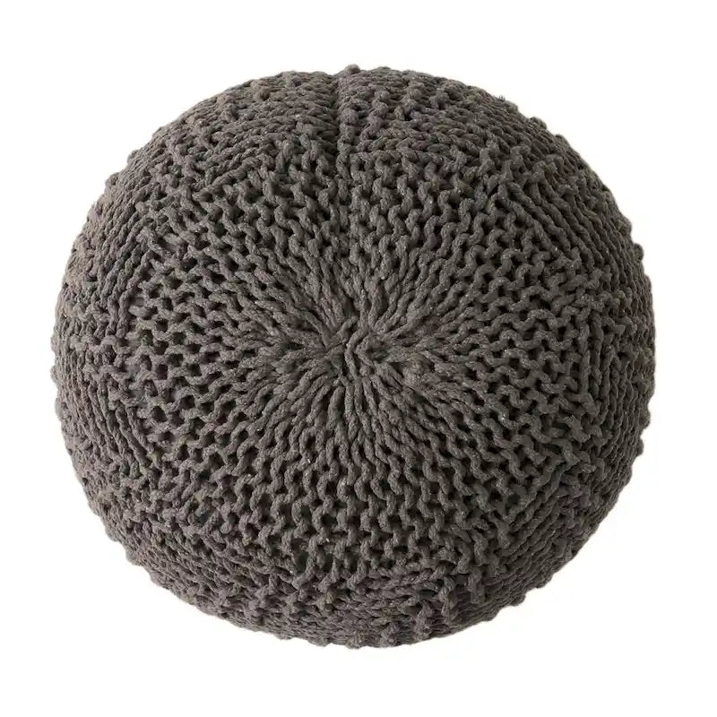 Pouf rond tricoté d'intérieur et d'extérieur