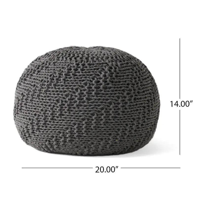 Pouf rond tricoté d'intérieur et d'extérieur