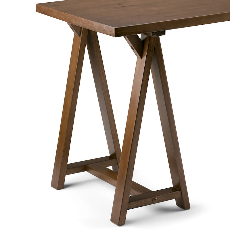 Bureau d'écriture en BOIS MASSIF de style industriel moderne de 56 pouces de large