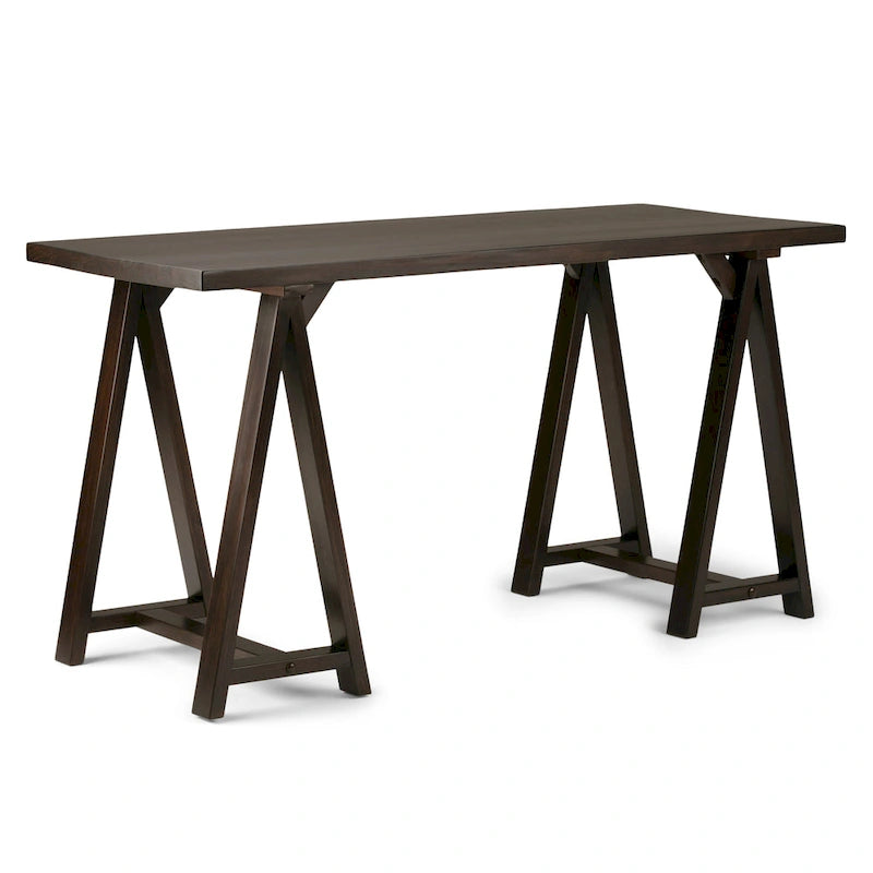 Bureau d'écriture en BOIS MASSIF de style industriel moderne de 56 pouces de large