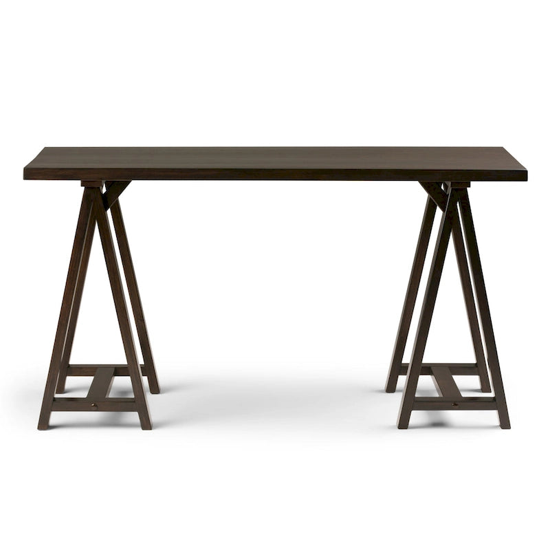Bureau d'écriture en BOIS MASSIF de style industriel moderne de 56 pouces de large