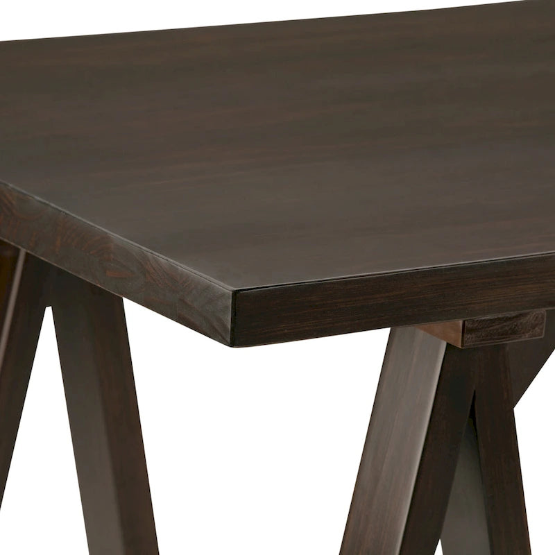Bureau d'écriture en BOIS MASSIF de style industriel moderne de 56 pouces de large