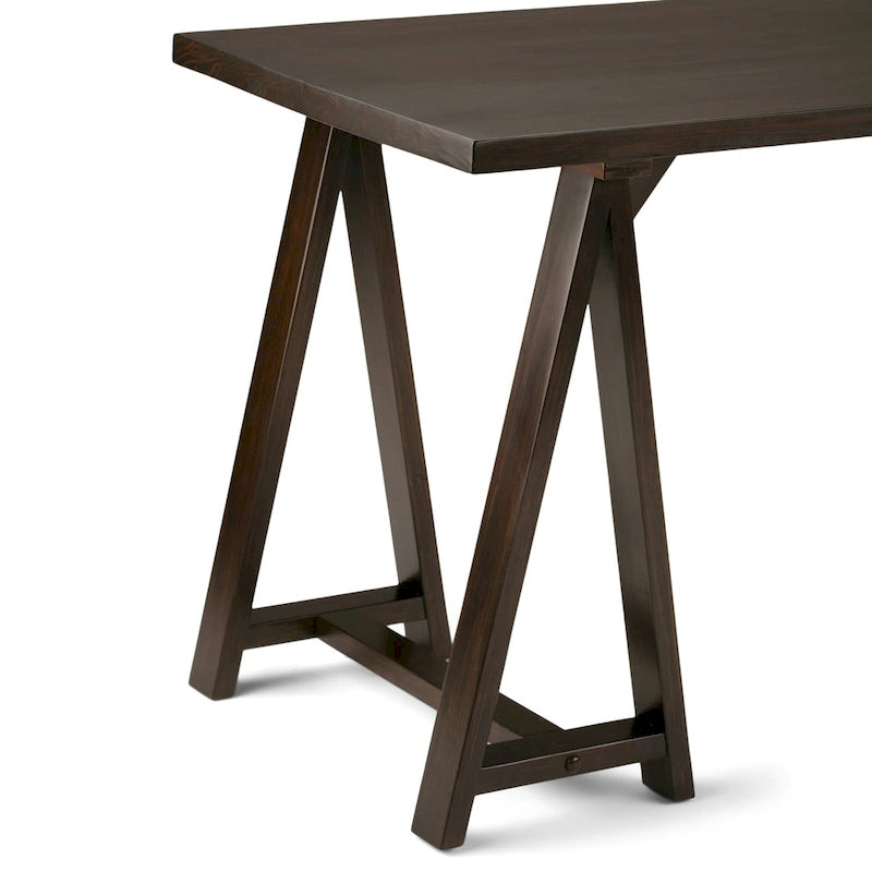 Bureau d'écriture en BOIS MASSIF de style industriel moderne de 56 pouces de large