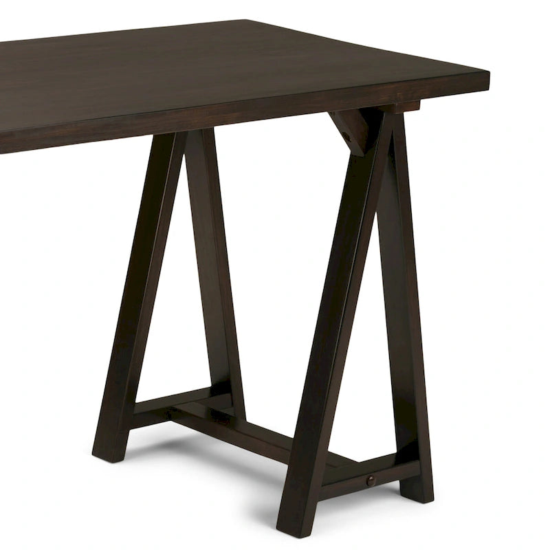 Bureau d'écriture en BOIS MASSIF de style industriel moderne de 56 pouces de large