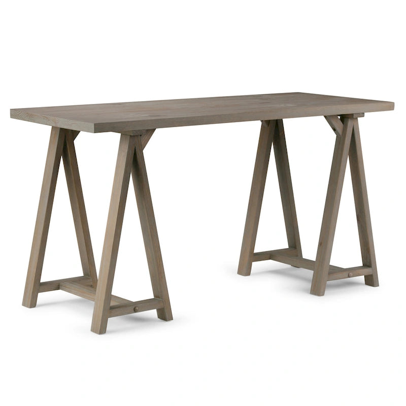 Bureau d'écriture en BOIS MASSIF de style industriel moderne de 56 pouces de large