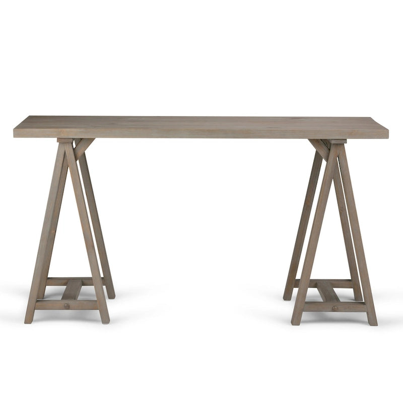 Bureau d'écriture en BOIS MASSIF de style industriel moderne de 56 pouces de large