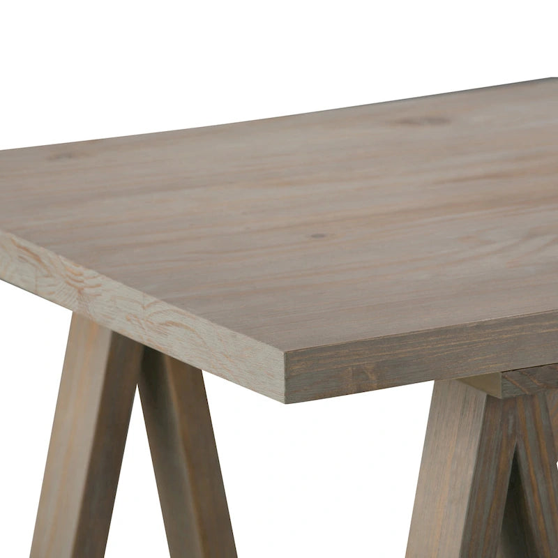 Bureau d'écriture en BOIS MASSIF de style industriel moderne de 56 pouces de large
