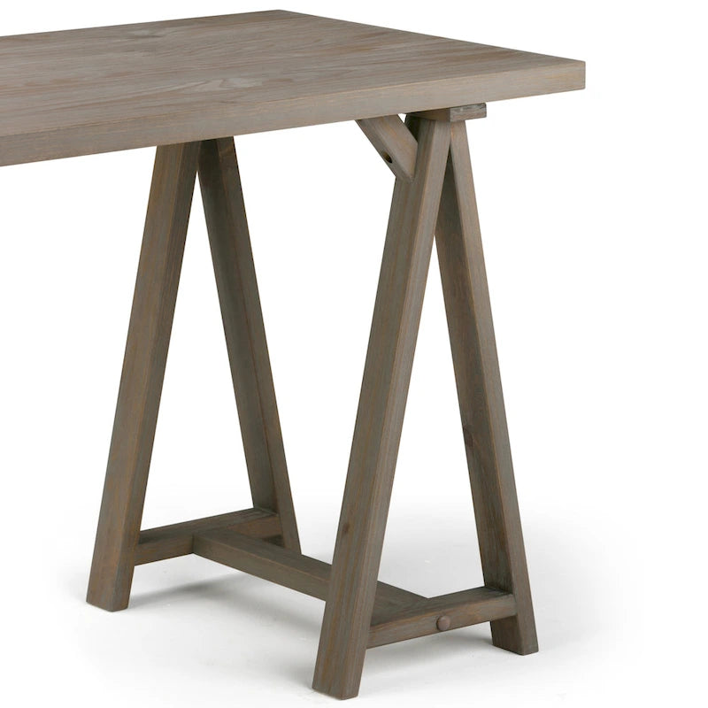 Bureau d'écriture en BOIS MASSIF de style industriel moderne de 56 pouces de large