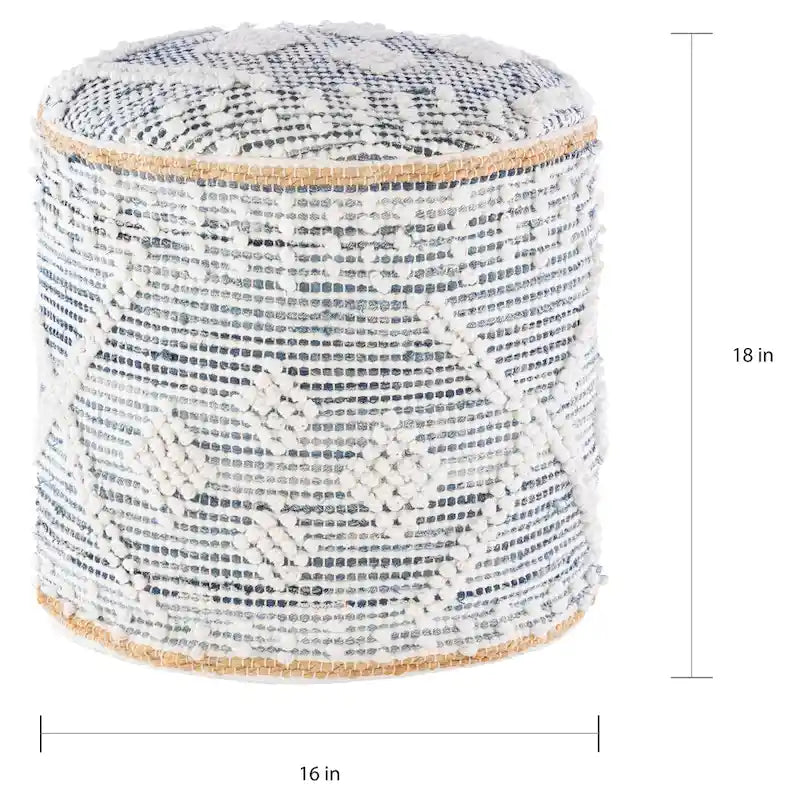 Pouf cylindrique en jean bohème de 45 cm