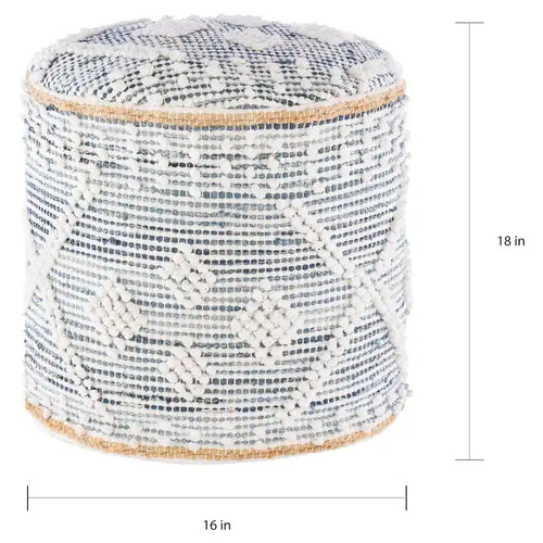 Pouf cylindrique en jean bohème de 45 cm