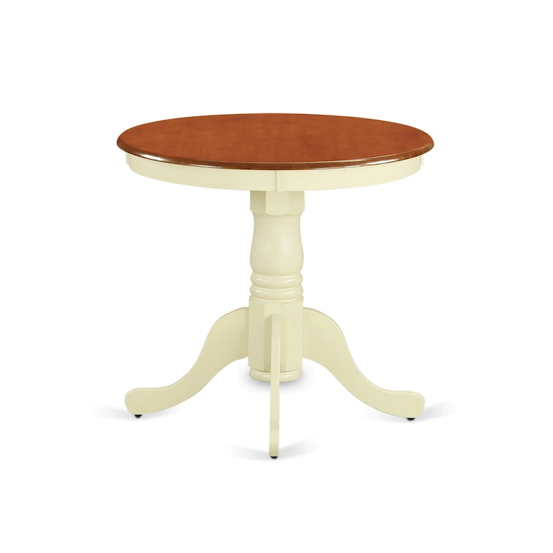 East West Furniture Eden - Table à manger ronde en bois avec piètement central, coloris Buttermilk et Cherry