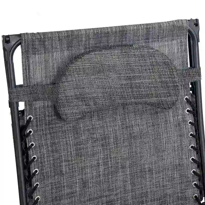 Chaise longue pliante inclinable avec auvent pare-soleil et porte-gobelet - Grise
