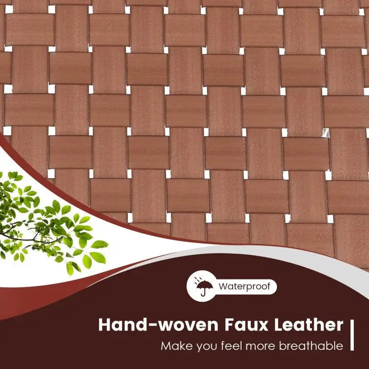 Fauteuils d'appoint en cuir tressé avec cadre en bois