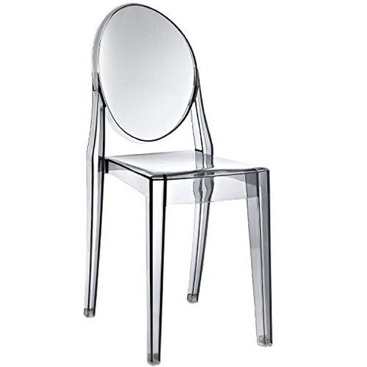 Chaises d'appoint empilables transparentes style Mid-Century Modern sans accoudoirs pour salle à manger ou salon, chaise de bureau d'appoint