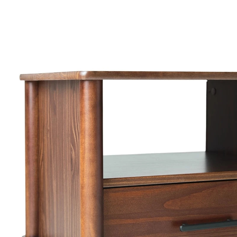 Table de chevet transitionnelle à fuseaux en bois massif
