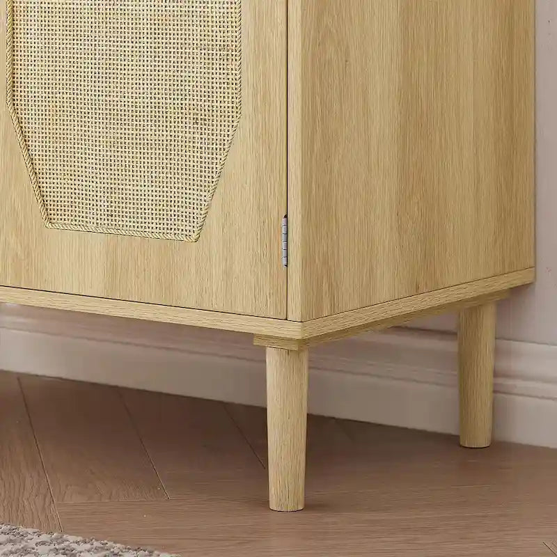 Meuble de rangement rustique avec 2 portes en rotin