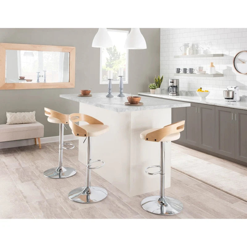 Tabouret de bar réglable avec repose-pieds ovale (lot de 3)