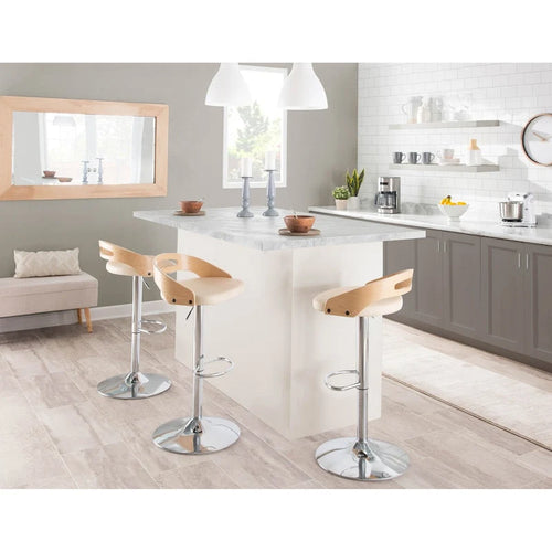 Tabouret de bar réglable avec repose-pieds ovale (lot de 3)