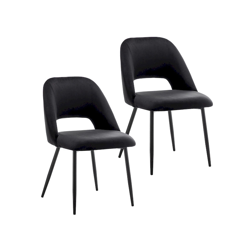 Chaises de salle à manger en velours avec pieds en acier, lot de 2