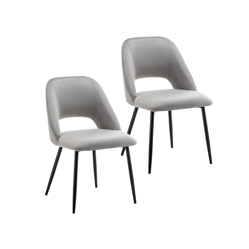 Chaises de salle à manger en velours avec pieds en acier, lot de 2