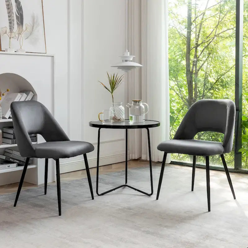 Chaises de salle à manger en velours avec pieds en acier, lot de 2