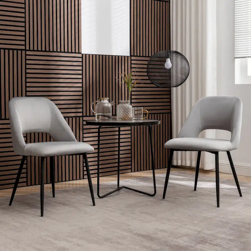 Chaises de salle à manger en velours avec pieds en acier, lot de 2