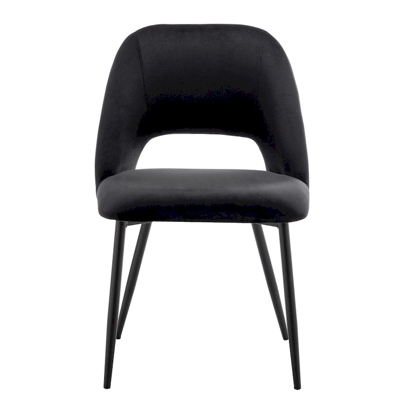 Chaises de salle à manger en velours avec pieds en acier, lot de 2