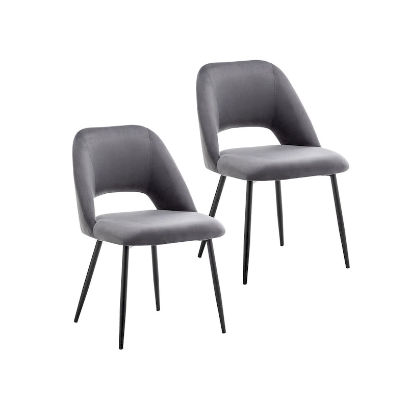 Chaises de salle à manger en velours avec pieds en acier, lot de 2