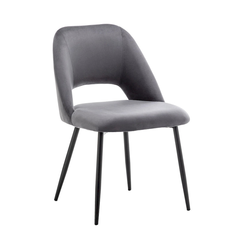 Chaises de salle à manger en velours avec pieds en acier, lot de 2