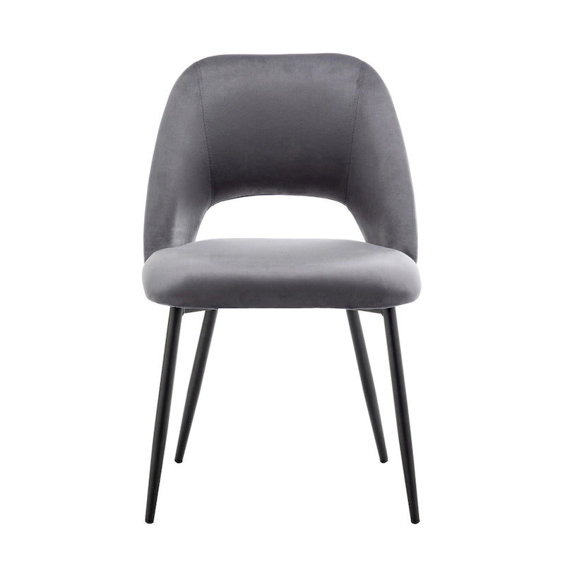 Chaises de salle à manger en velours avec pieds en acier, lot de 2