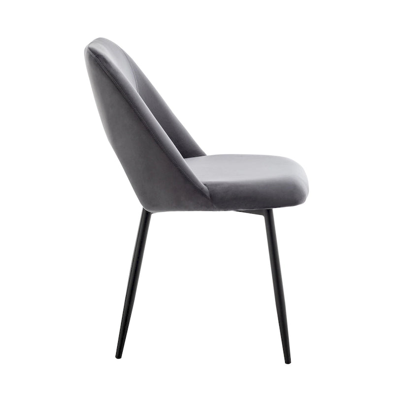 Chaises de salle à manger en velours avec pieds en acier, lot de 2