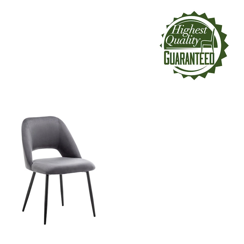 Chaises de salle à manger en velours avec pieds en acier, lot de 2