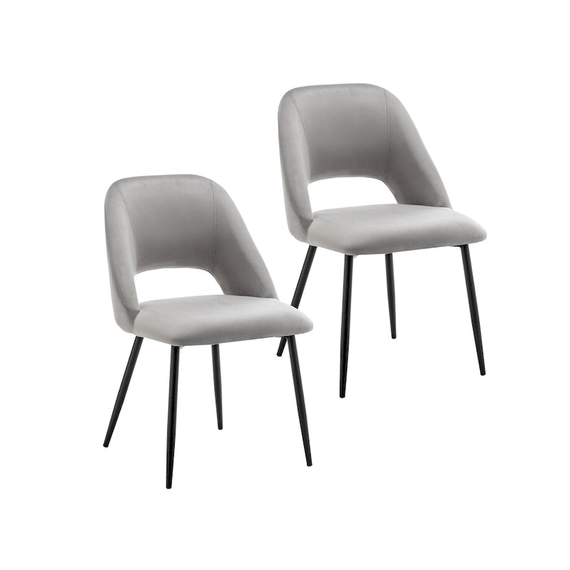 Chaises de salle à manger en velours avec pieds en acier, lot de 2