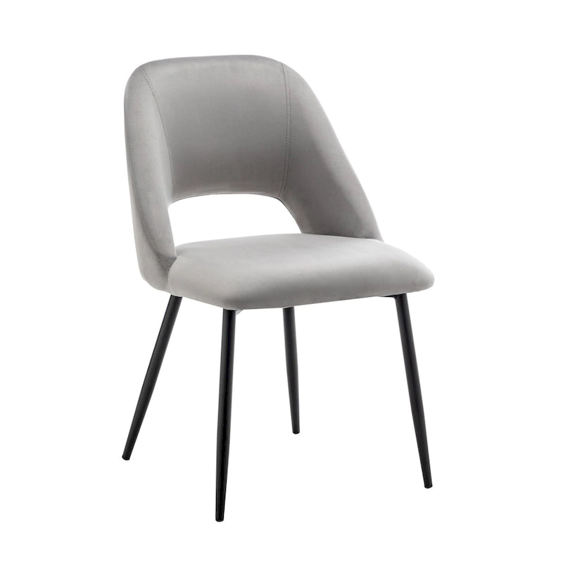 Chaises de salle à manger en velours avec pieds en acier, lot de 2